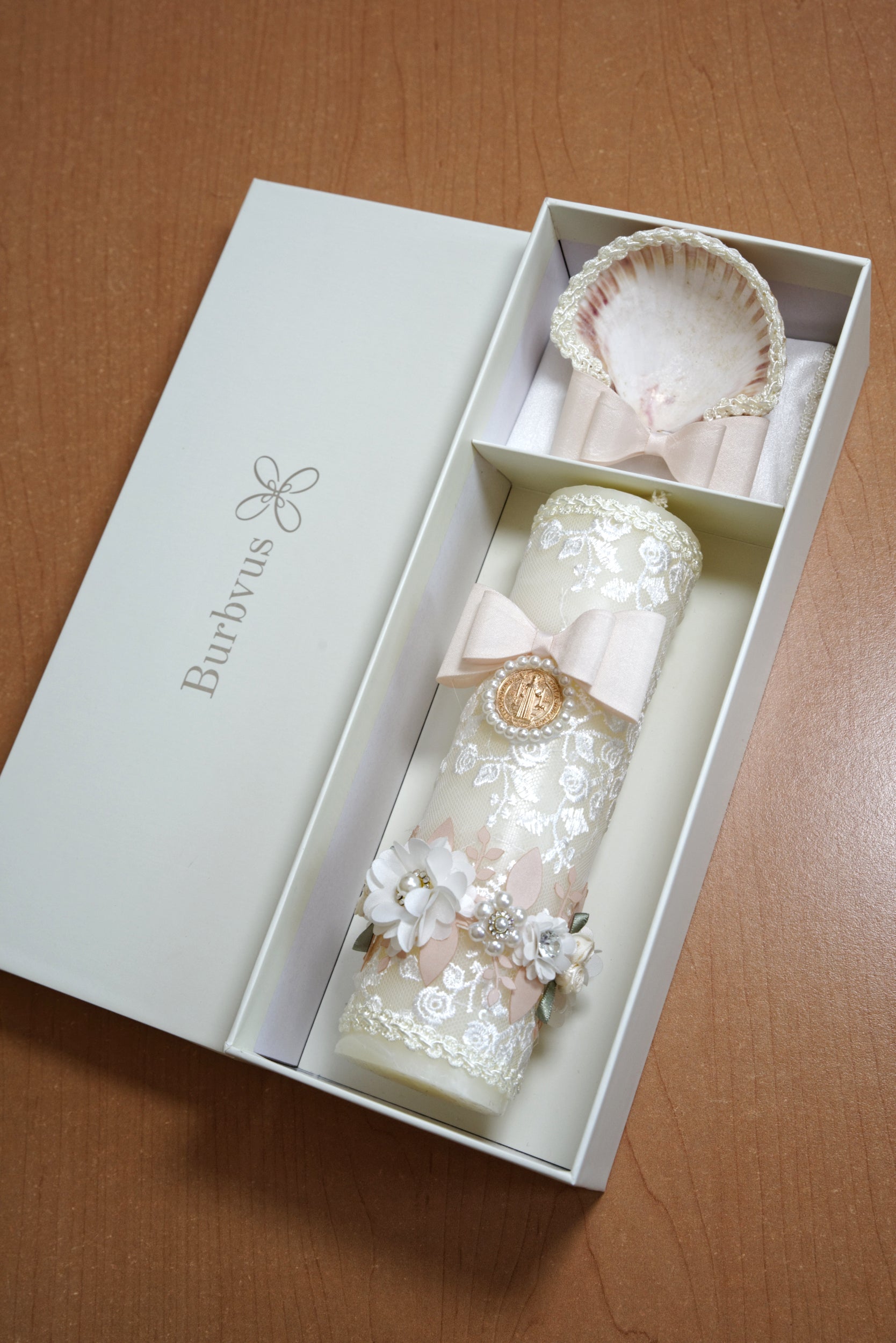 Set de vela Para bautismo # 43 Medalla Virgen