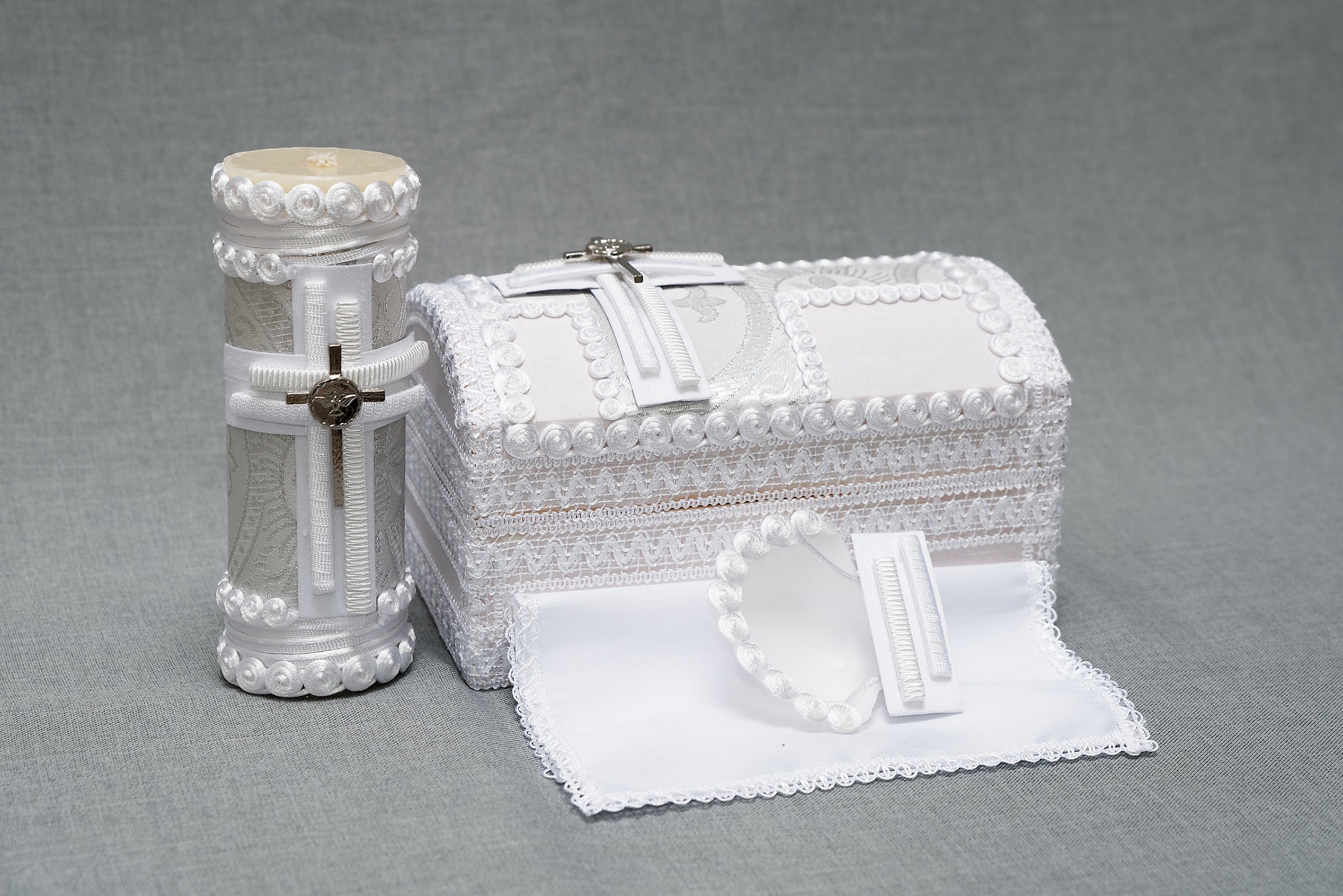 vela con cofre de madera para bautizo bautismo