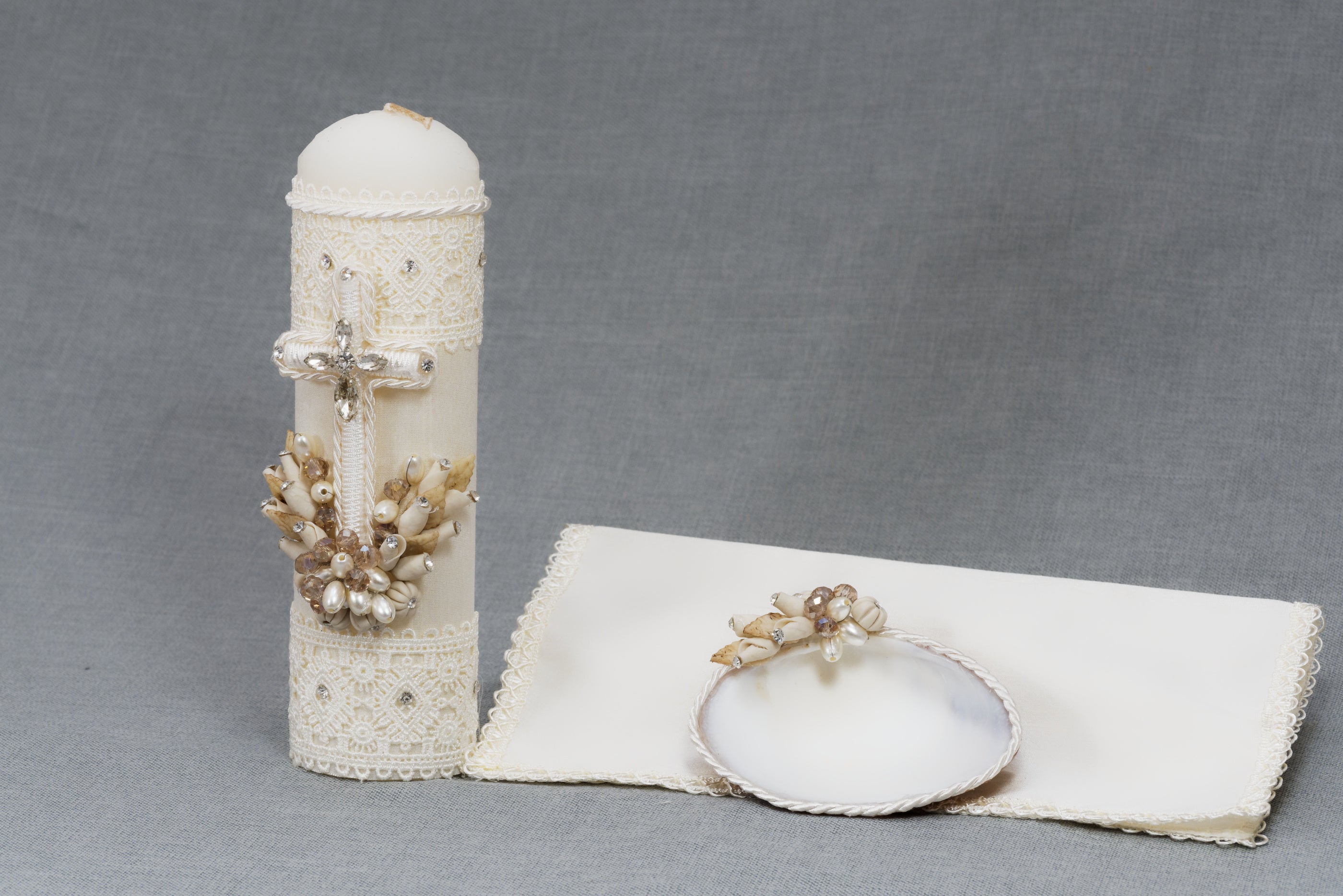 set de vela para bautizo hecha a mano ropones burbvus