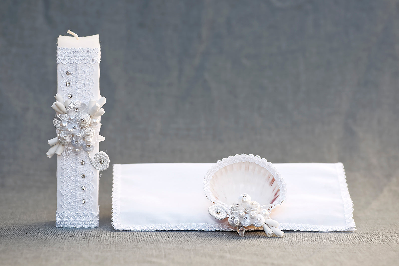 set de vela bautizo primera comunion burbvus Modelo # 12 blanca