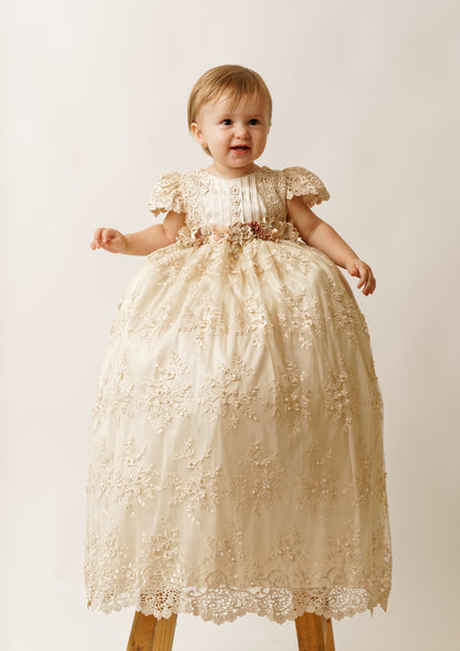 Ropon Para Bautismo de Niña Hecho a mano Burbvus G030