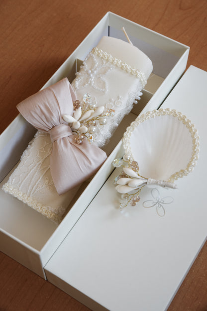 Burbvus set de bautizo concha y vela