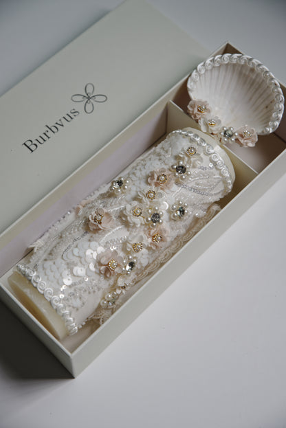 Set De Bautismo Burbvus Color Marfil