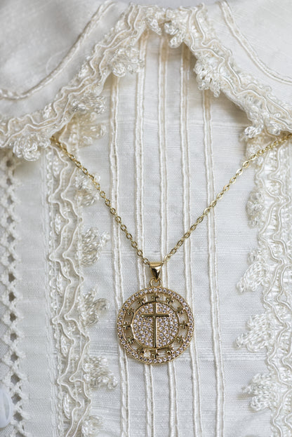 Medalla Con Crucifijo Chapa de Oro