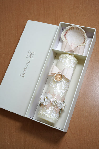 Set de vela Para bautismo # 43 Medalla Virgen