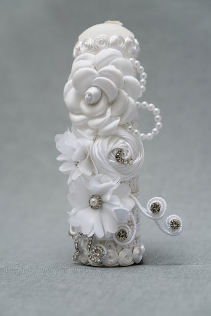 vela para bautizo decorada a mano