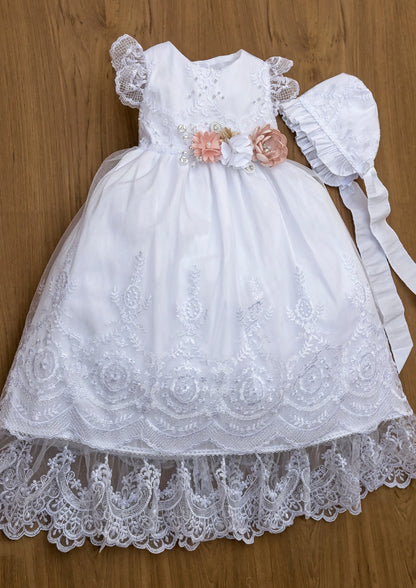 Vestido G026 Burbvus Hecho a Mano Incluye gorrito que le combina.