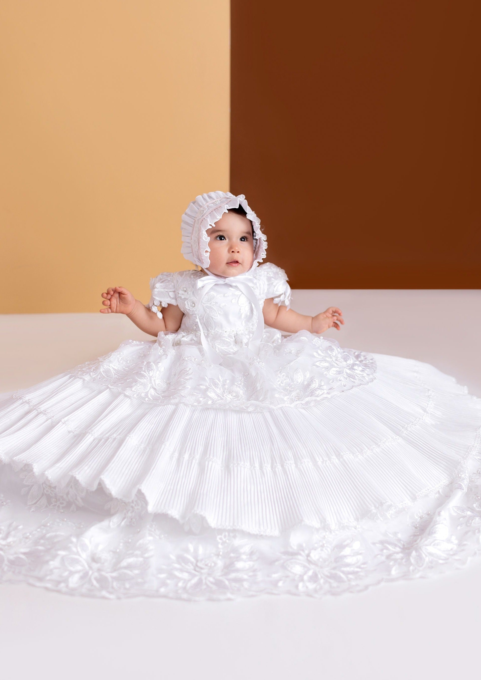 Ropon para niña encaje blanco G027 Burbvus