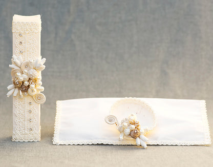 set de vela bautizo primera comunion burbvus Modelo # 12 ivory