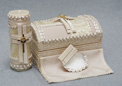 vela para bautizo con cofre de madera burbvus modelo 19